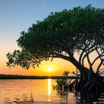 Prompt 1: Serene Mangrove Ecosystem at Sunset**