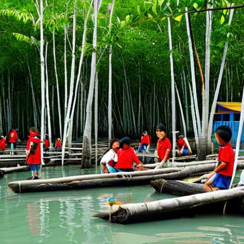 Red Mangrove Education Center**

"A vibrant and interactive Red Mangrove科普 education center filled with children. The center simulates a mangrove ecosystem with various displays of plants and animals. Children are participating in planting simulation activity, learning about mangrove conservation. Background: A colorful and engaging learning environment. Foreground: Children wearing casual, appropriate attire. safe for work, appropriate content, fully clothed, professional photography, perfect anatomy, natural proportions, family-friendly."

**