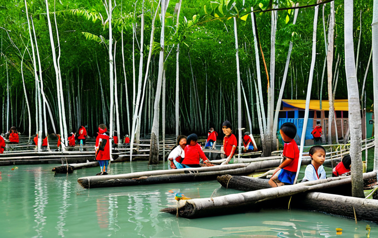 Red Mangrove Education Center**

"A vibrant and interactive Red Mangrove科普 education center filled with children. The center simulates a mangrove ecosystem with various displays of plants and animals. Children are participating in planting simulation activity, learning about mangrove conservation. Background: A colorful and engaging learning environment. Foreground: Children wearing casual, appropriate attire. safe for work, appropriate content, fully clothed, professional photography, perfect anatomy, natural proportions, family-friendly."

**